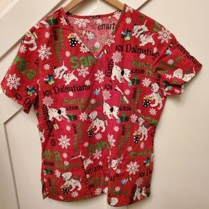 101 Dalmations Christmas scrub top